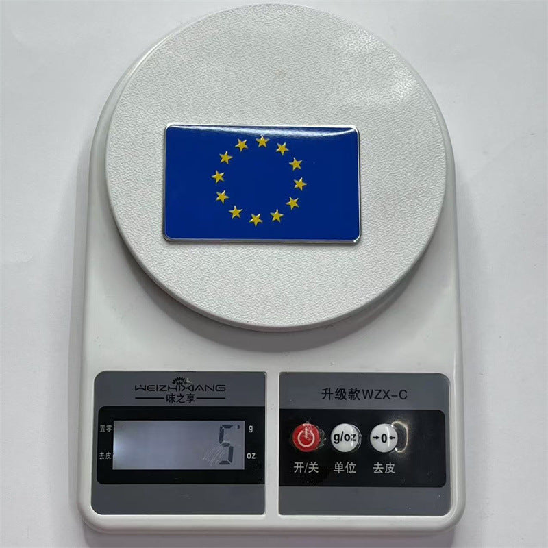 厂家现货批发车贴金属铝合金欧盟国旗车贴汽车改装装饰贴车身贴标