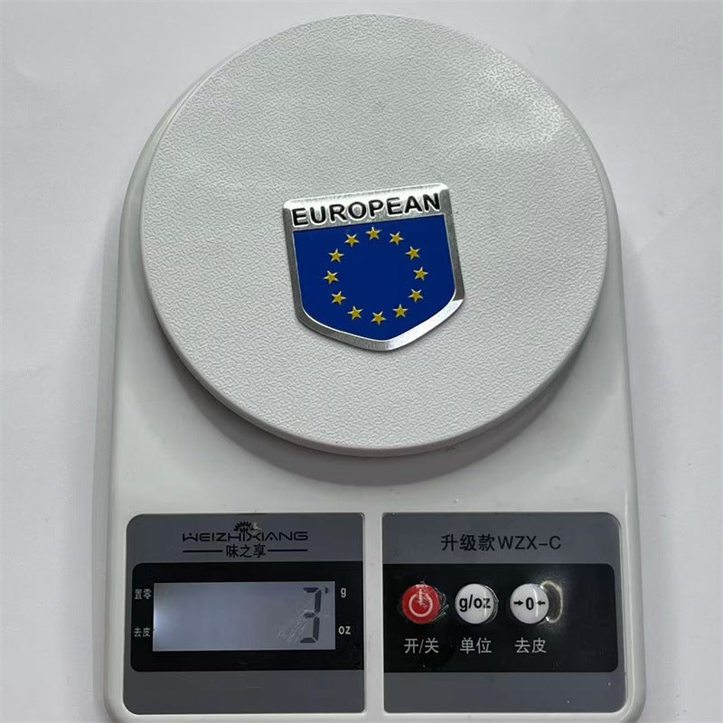 厂家现货批发车贴金属铝合金欧盟国旗车贴汽车改装装饰贴车身贴标