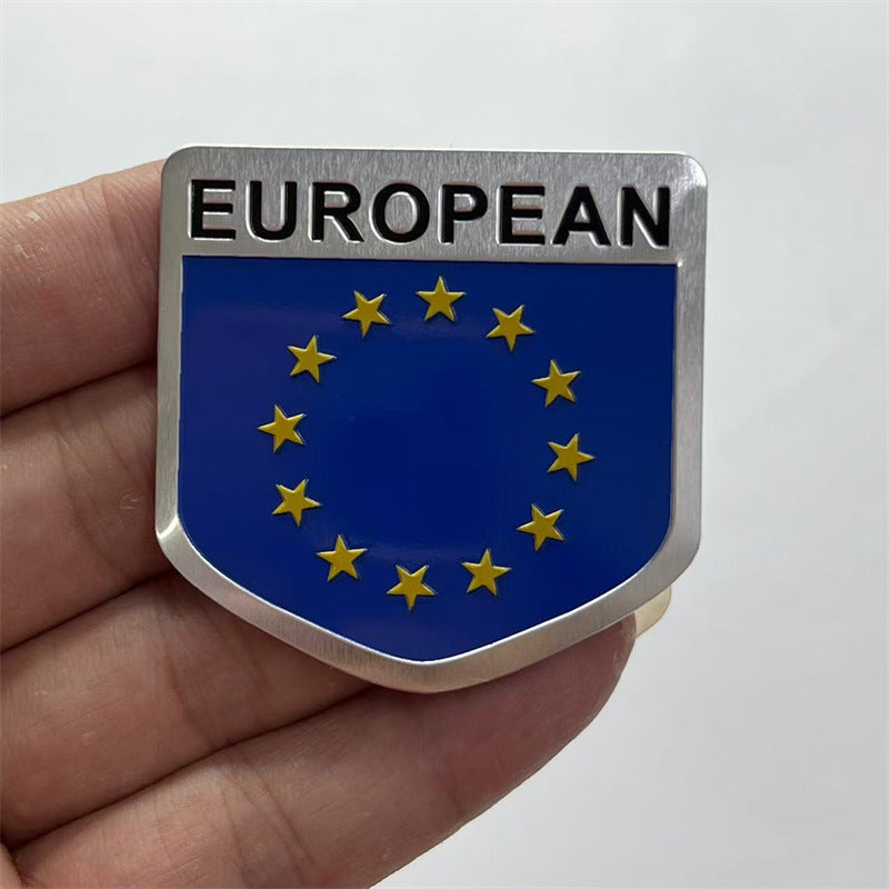 厂家现货批发车贴金属铝合金欧盟国旗车贴汽车改装装饰贴车身贴标