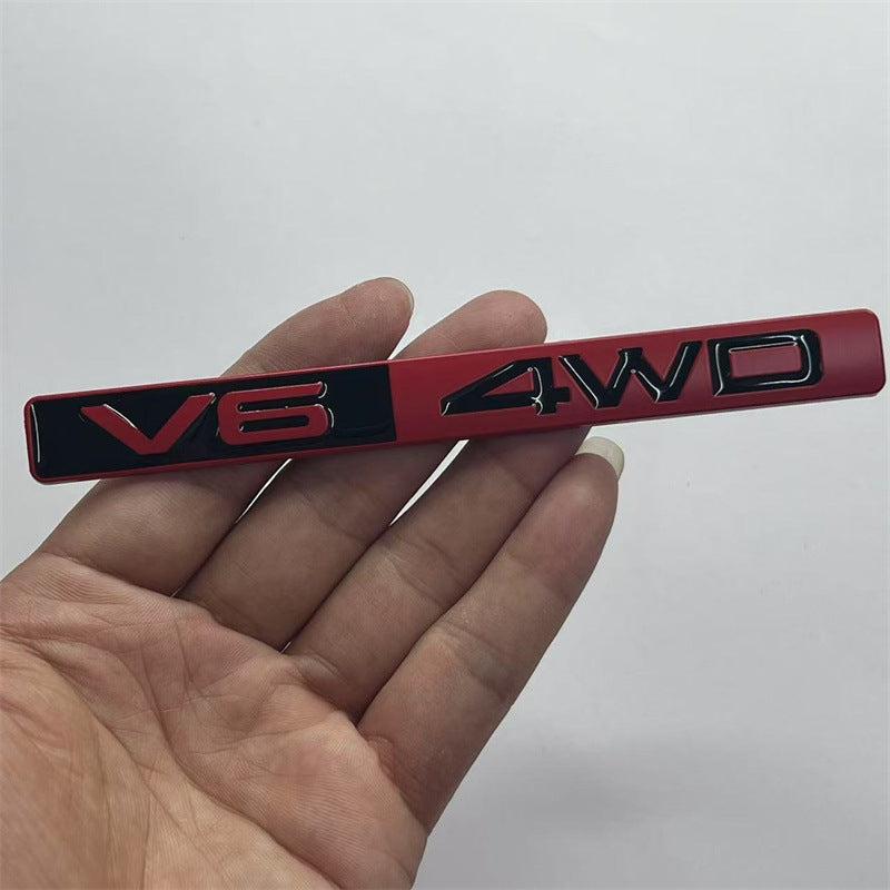 Suitable for car V6 4WD metal modified car logo 3D sports racing off-road body rear flap labeling