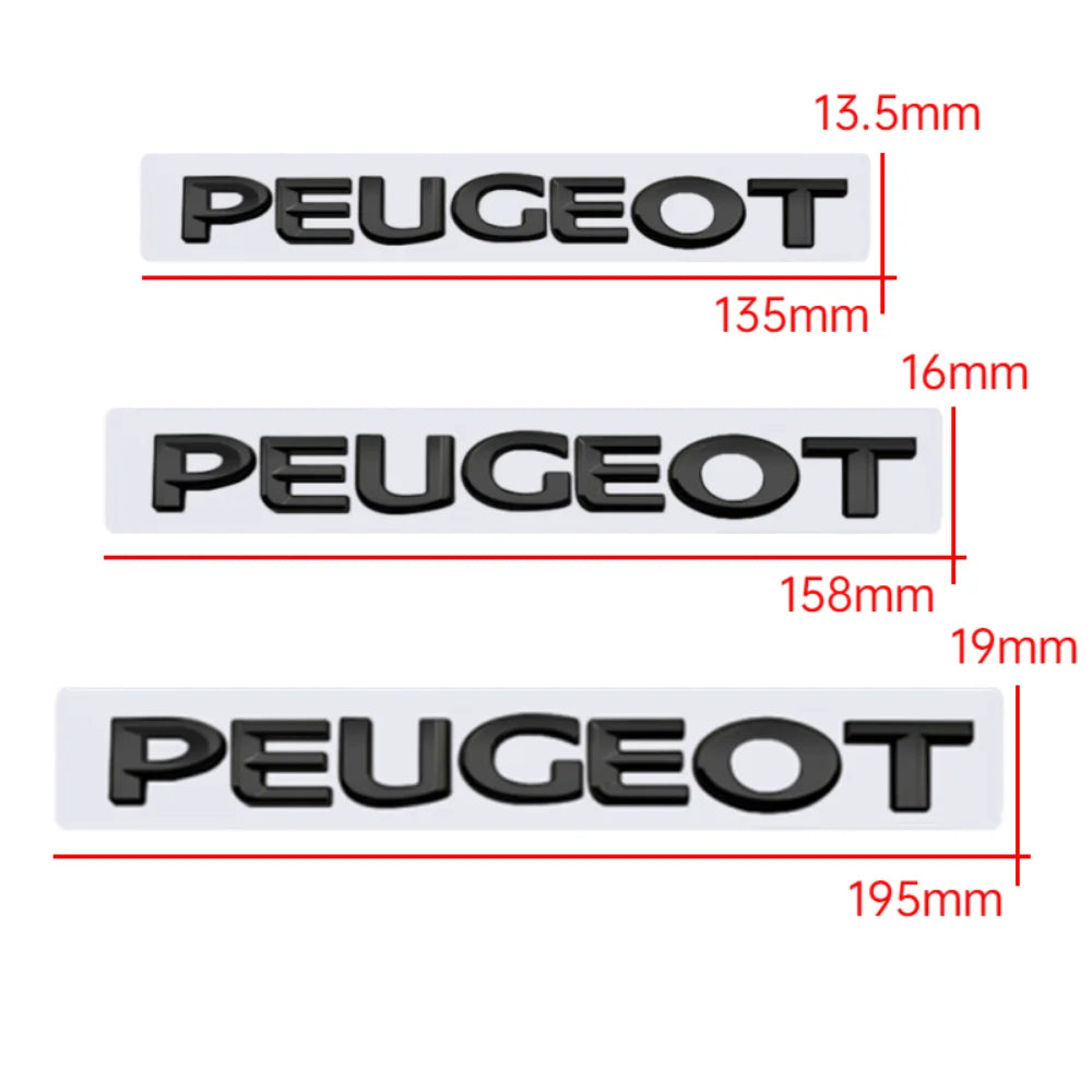 ABS Car Rear Trunk 3D Lettering Emblem Side Badge for Peugeot 307 207 206 308 301 208 107 3008 407 2008 508 406 4008 Decals