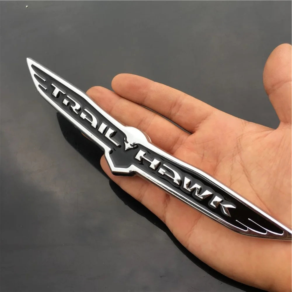 Metal Car Styling Trunk Body Sticker Trail Hawk Emblem Side Fender Decal for Jeep Cherokee Wrangler Compass Cherokee TJ JK JL