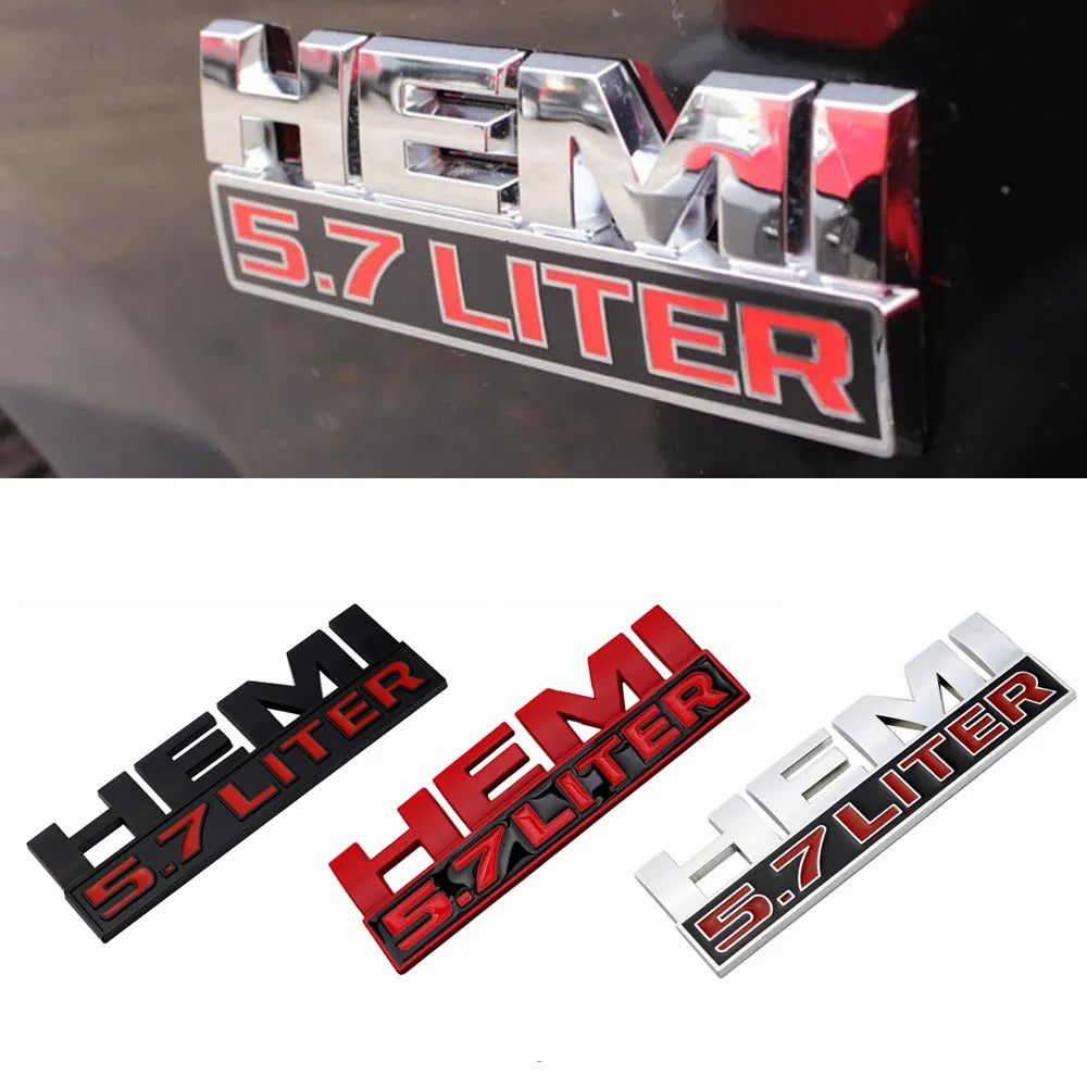 Car Body Side Badge Trunk Sticker for Dodge HEMI 5.7 LITER Emblem RAM Challenger Journey Caravan Jcuv Caliber Durango Viper