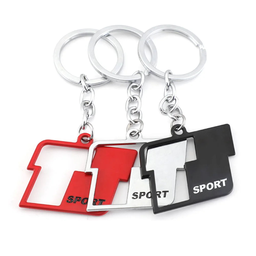 Metal T Sport Logo Car Keychain Key Ring Holder for Toyota RAV4 Prado Corolla Tundra Highlander Hiace Venza Camry Prius Tacoma