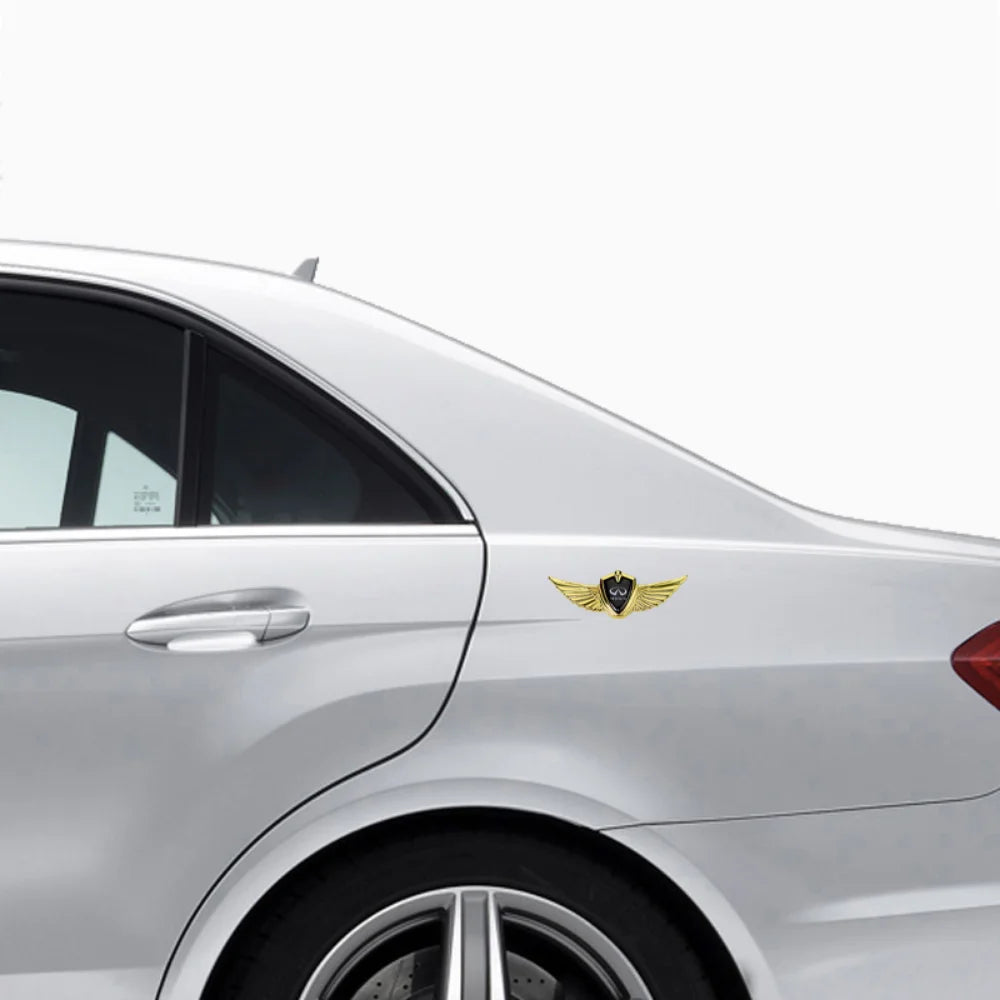 For Infiniti Logo Q50 Q70 QX70 FX35 Q30 G37 G35 Q60 QX50 QX60 QX80 Car Front Wings Shape Sticker Badge Auto Exterior Accessories