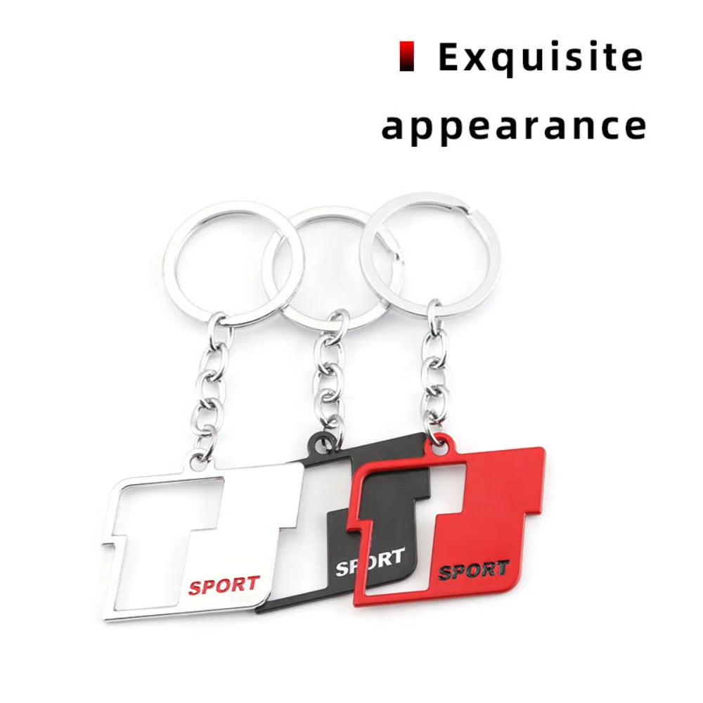 Metal T Sport Logo Car Keychain Key Ring Holder for Toyota RAV4 Prado Corolla Tundra Highlander Hiace Venza Camry Prius Tacoma