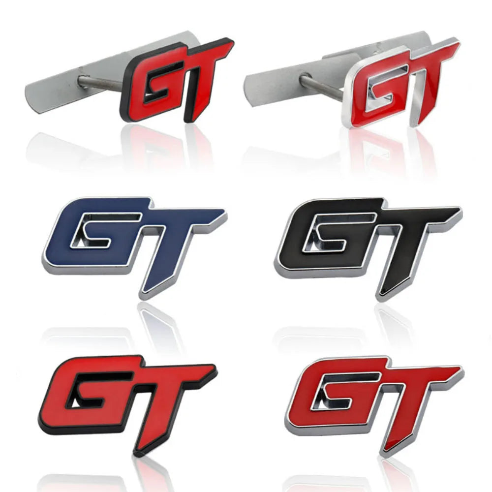 3D Metal GT Car Rear Trunk Emblem Sticker Decals Front Hood Grill Grand Tour for Ford Mustang Focus Mk 1 2 3 7 Mondeo BMW X6 X5