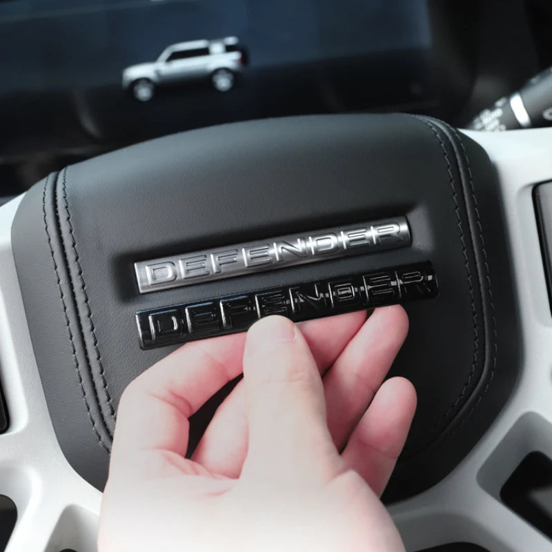 ABS Car Steering Wheel Center Emblem for Defender Range Rover Discovery Square-shape Badge with Buckle Interior Auto Accessories