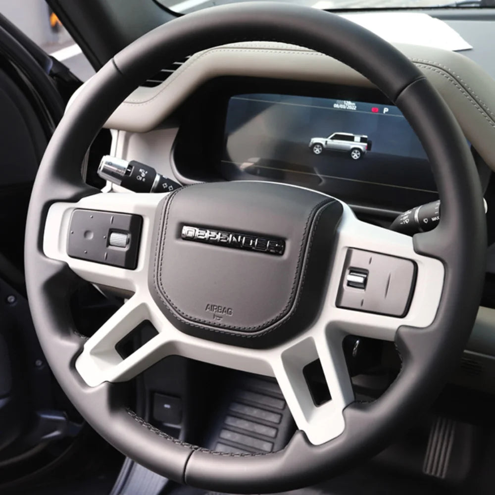 ABS Car Steering Wheel Center Emblem for Defender Range Rover Discovery Square-shape Badge with Buckle Interior Auto Accessories