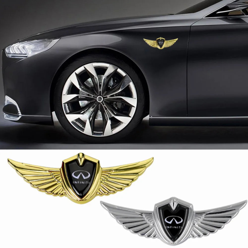 For Infiniti Logo Q50 Q70 QX70 FX35 Q30 G37 G35 Q60 QX50 QX60 QX80 Car Front Wings Shape Sticker Badge Auto Exterior Accessories