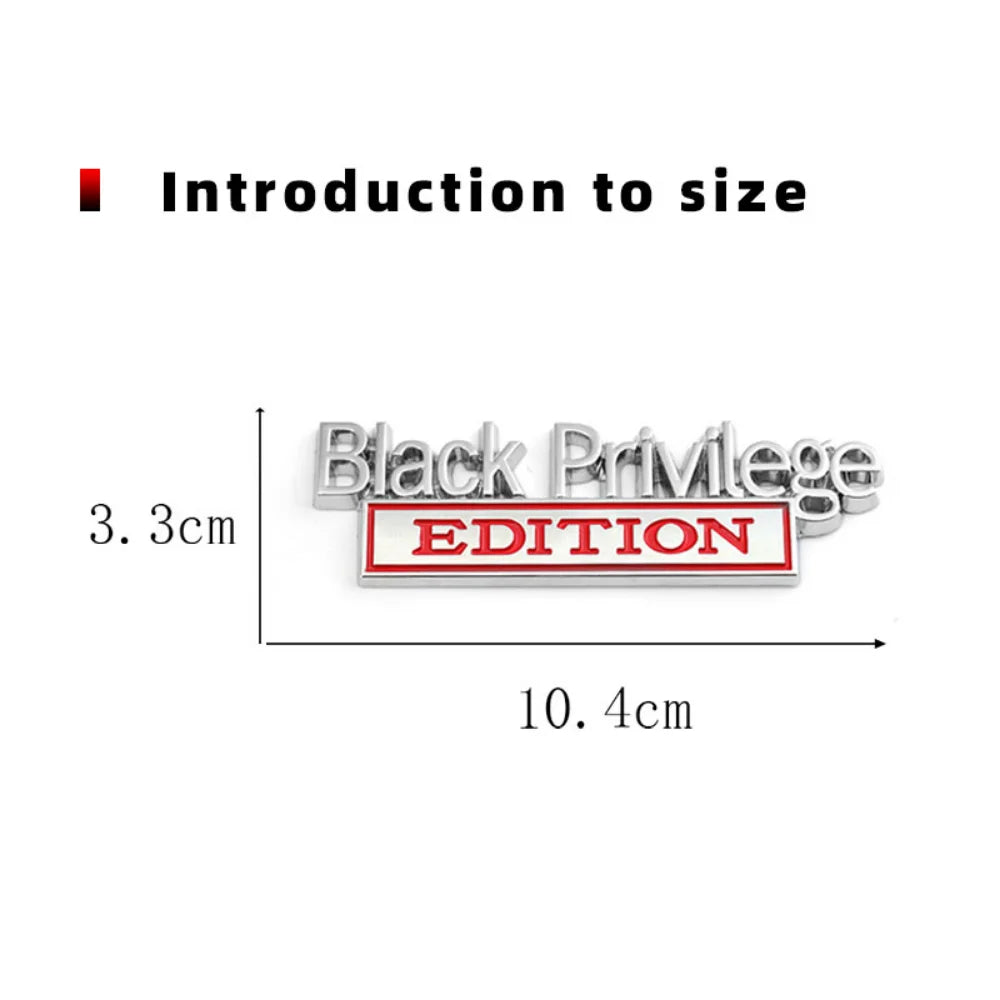 Black Privilege Edition Badge Emblem Sticker for Jeep Ford F350 F250 F150 Chevy Silverado 1500 2500 Chevrolet C10 C15