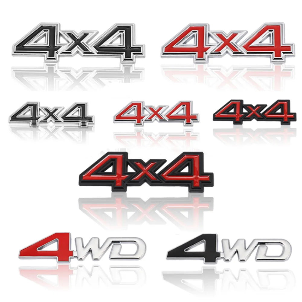 Car Sticker 4X4 4WD Logo Trim Front Hood Grille Emblem Badge Rear Trunk Car Decals for Audi Mitsubishi Mercede BMW Nissan Toyota