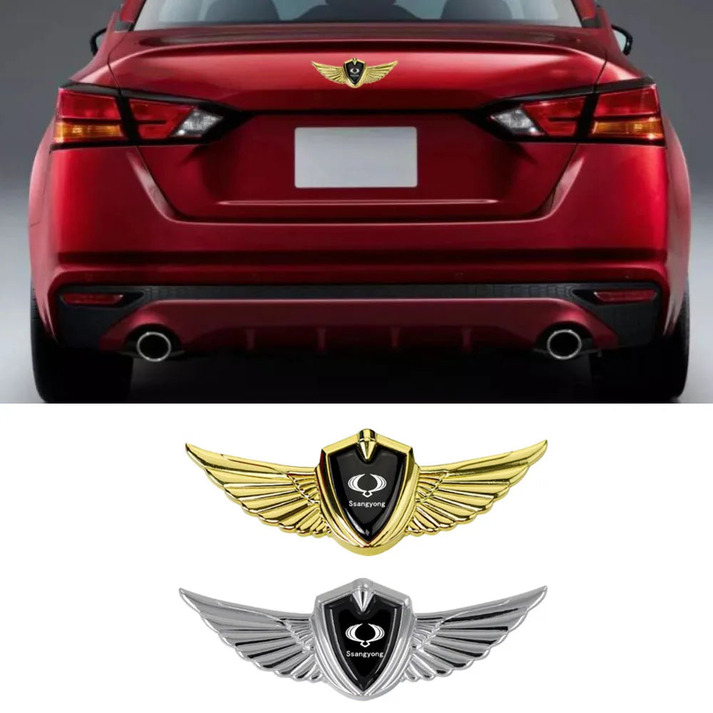 3D Wings Styling Sticker Car Hood Trunk Fender for SSANG YONG Actyon Rexton Kyron Korando Chairman Musso Auto Emblem Accessories