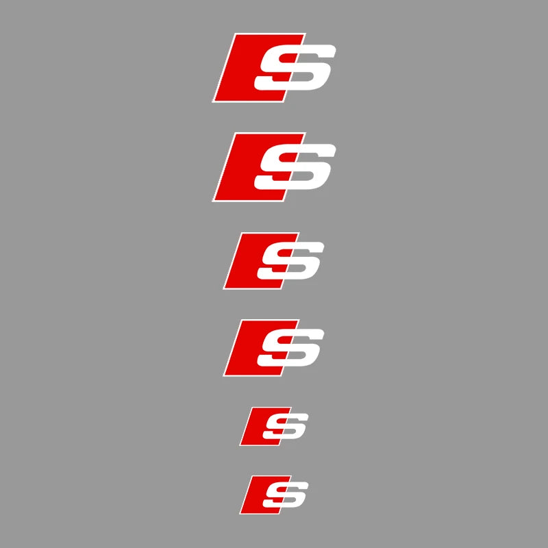 6pcs Caliper Car Sticker Wheel Hub Refitted Decals for Audi Quattro Sline RS Logo A3 A4 A5 A6 Q3 Q5 Q7 RS3 RS4 RS5 RS6 RS7 Sport