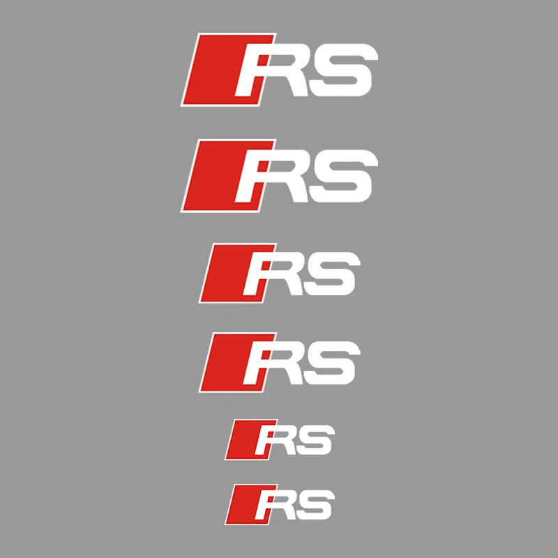6pcs Caliper Car Sticker Wheel Hub Refitted Decals for Audi Quattro Sline RS Logo A3 A4 A5 A6 Q3 Q5 Q7 RS3 RS4 RS5 RS6 RS7 Sport