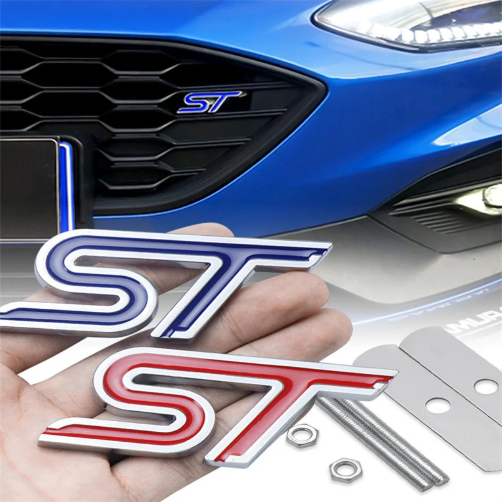 Metal Car Stickers Front Emblem Grille Badge for Ford ST Logo Focus Mustang Transit Mondeo Fusion Ranger Galaxy MK2 MK3 F150 MK5