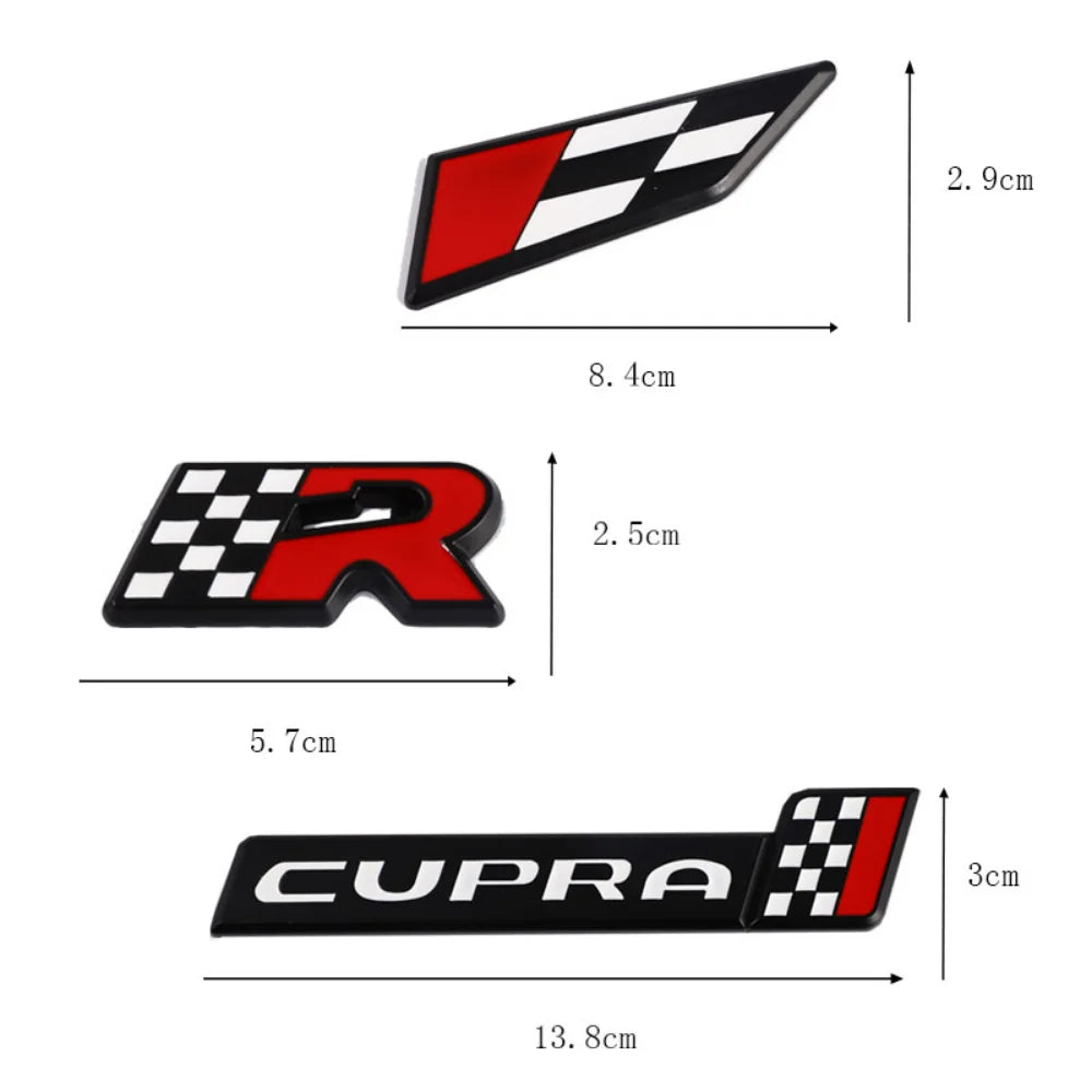 3D Car R Logo Cupra Rear Trunk Emblem Sticker Front Hood Grill Badge Decals for Seat Arona Leon Ateca Ibiza Altea Cupra Formula