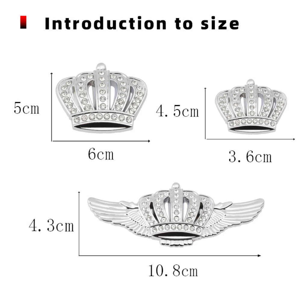 3D Crown Diamond Car Crown Gold Royal Sticker Wings Emblem Badge for BMW Toyota Ford Audi Honda Opel Car Stickers Imperial Crown