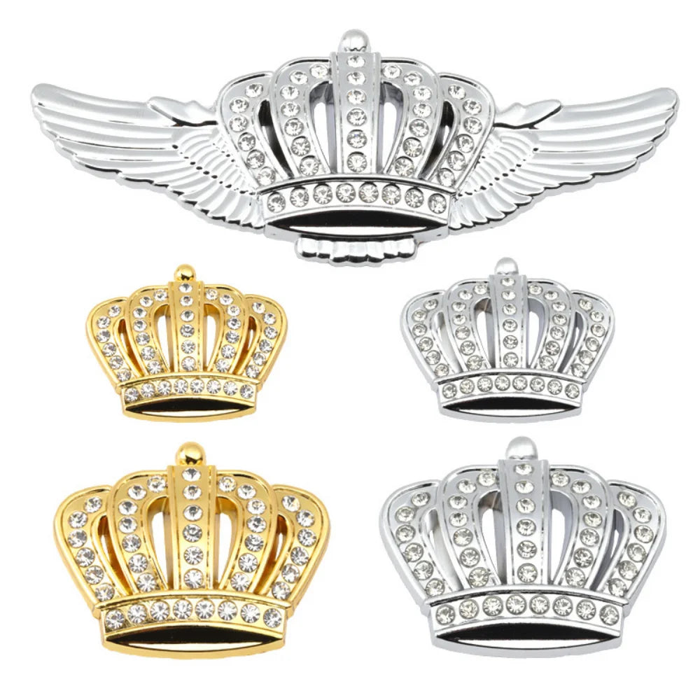 3D Crown Diamond Car Crown Gold Royal Sticker Wings Emblem Badge for BMW Toyota Ford Audi Honda Opel Car Stickers Imperial Crown