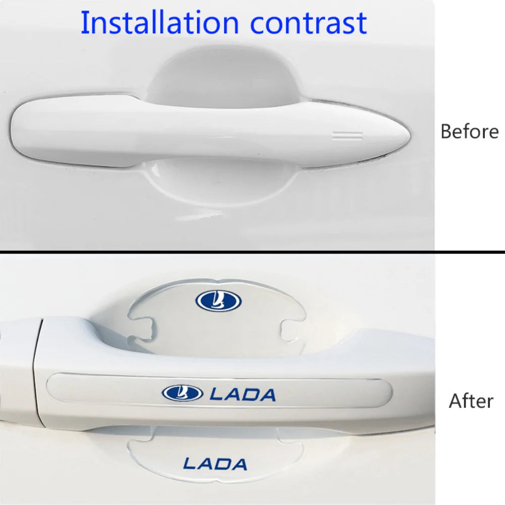 Car Door Handle Sticker Protective Film Decal for Lada Kalina 1117 1118 Granta Priora 2 NIVA Safari Auto Emblem