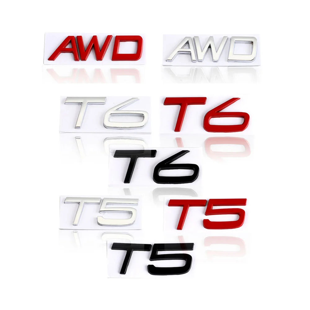3D AWD T5 T6 Logo Emblem Badge Decals Car Sticker for Volvo V40 V60 V90 C30 XC60 XC90 XC40 S60 S90 S80 Car Styling Accessories