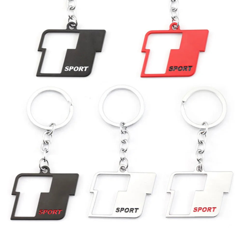 Metal T Sport Logo Car Keychain Key Ring Holder for Toyota RAV4 Prado Corolla Tundra Highlander Hiace Venza Camry Prius Tacoma