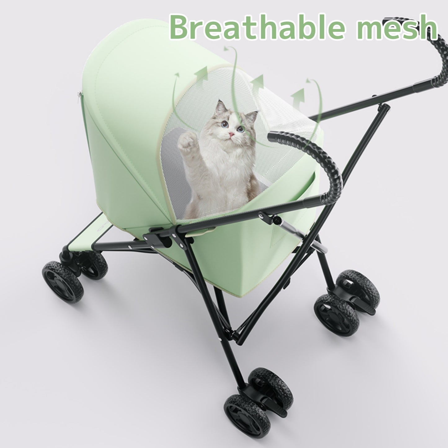 Pet Cart, Folding Dog Stroller, Cat, 360° Rotation Front Wheel, Rear Wheel Brake, Multifunctional, Small Dogs, Medium Cats, Walking, Going Out, Prevents Jumping Out, Lightweight, Going Out, Walking, Easy to Assemble
