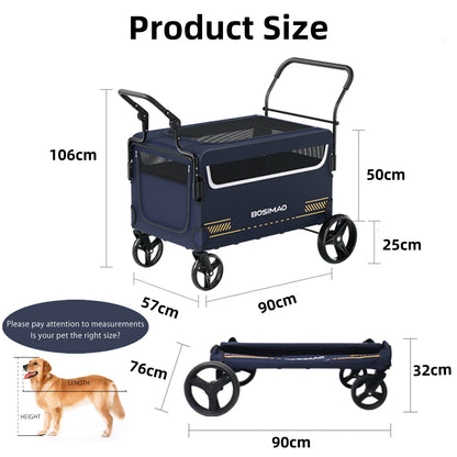 Pet stroller for large dogs, portable and foldable for elderly and disabled dogs to go out, camping pet stroller for travel, car camping, hospital visits, disaster evacuation